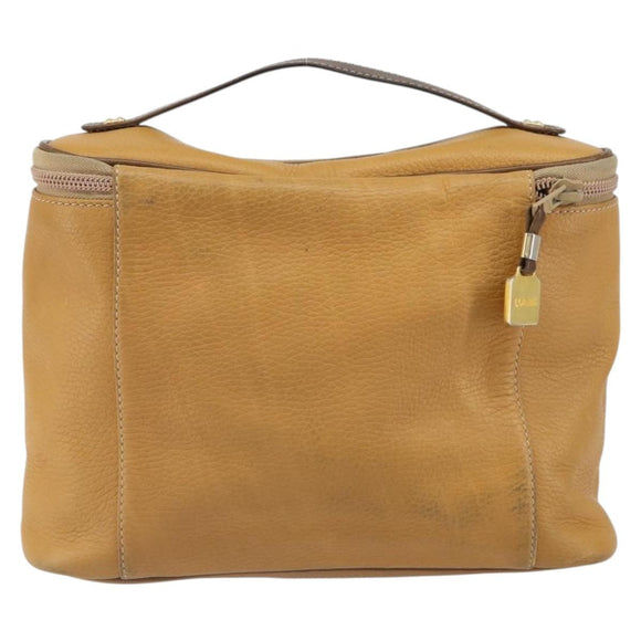 LOEWE Hand Bag Leather Beige Gold Auth 165106