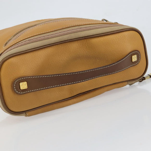 LOEWE Hand Bag Leather Beige Gold Auth 165106