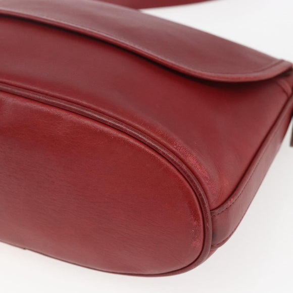 Coach Shoulder Bag Leather Red Gold Auth 165111