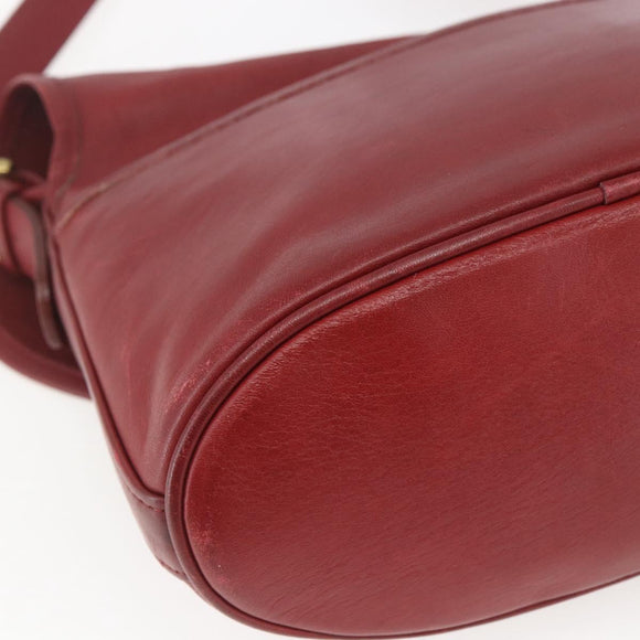 Coach Shoulder Bag Leather Red Gold Auth 165111
