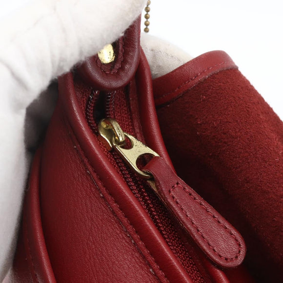 Coach Shoulder Bag Leather Red Gold Auth 165111