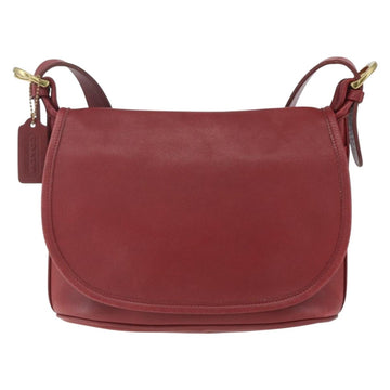 Coach Shoulder Bag Leather Red Gold Auth 165111 - 0
