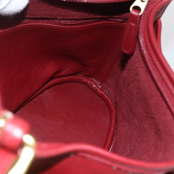 Coach Shoulder Bag Leather Red Gold Auth 165111