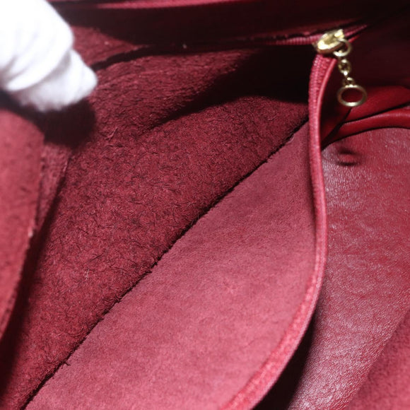 Coach Shoulder Bag Leather Red Gold Auth 165111