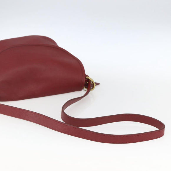 Coach Shoulder Bag Leather Red Gold Auth 165111