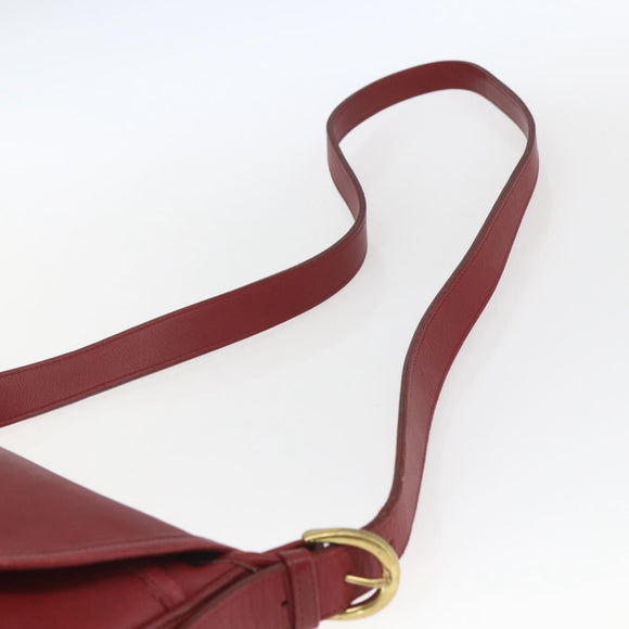 Coach Shoulder Bag Leather Red Gold Auth 165111