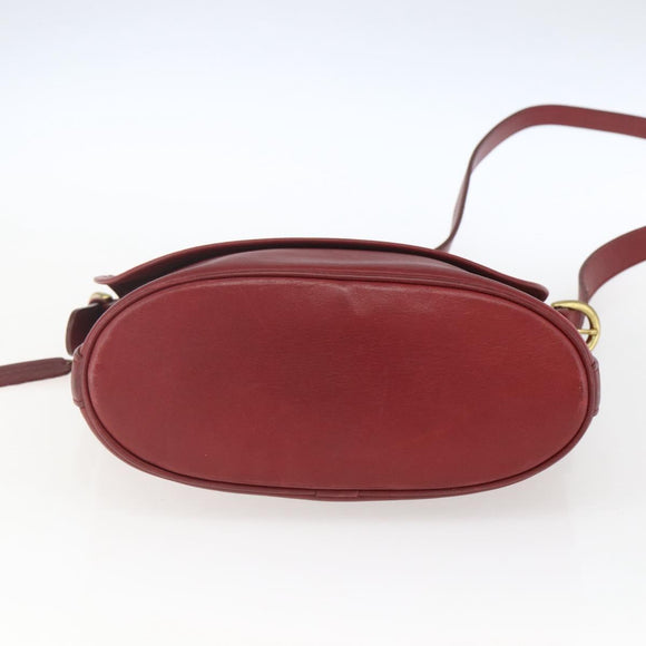 Coach Shoulder Bag Leather Red Gold Auth 165111