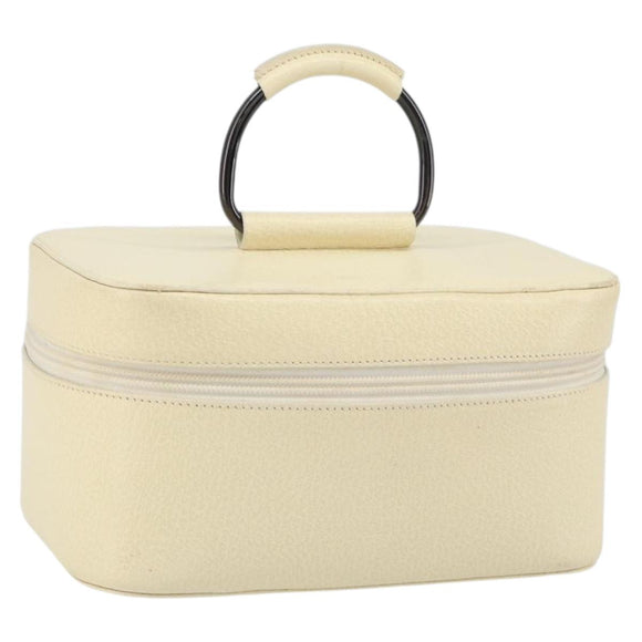 GUCCI Vanity Cosmetic Pouch Leather White 039 1705 0710 Auth 165112
