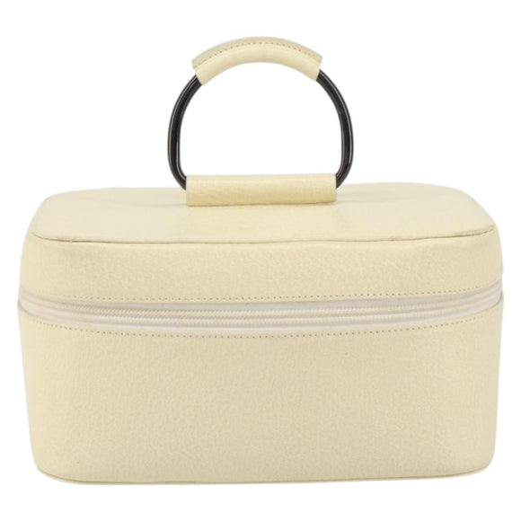 GUCCI Vanity Cosmetic Pouch Leather White 039 1705 0710 Auth 165112