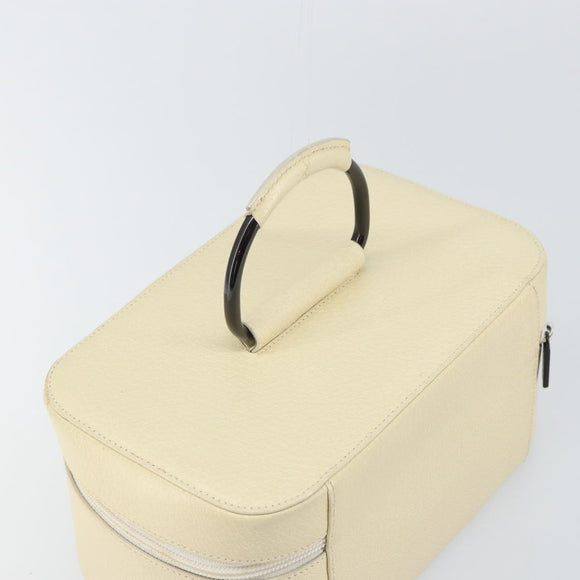 GUCCI Vanity Cosmetic Pouch Leather White 039 1705 0710 Auth 165112