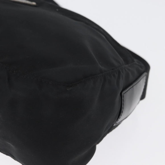 PRADA Schoudertas Nylon Zwart Zilver Auth 165115