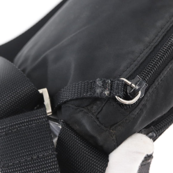 PRADA Shoulder Bag Nylon Black Silver Auth 165115