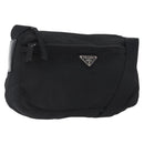 PRADA Schoudertas Nylon Zwart Zilver Auth 165115-1