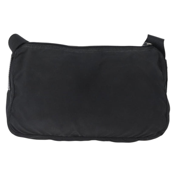 PRADA Shoulder Bag Nylon Black Silver Auth 165115