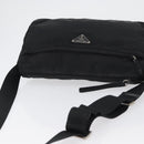 PRADA Schoudertas Nylon Zwart Zilver Auth 165115-6