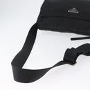 PRADA Schoudertas Nylon Zwart Zilver Auth 165115-7