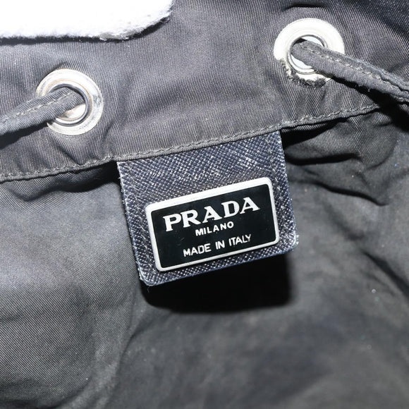 PRADA Purse Shoulder Bag Nylon Black Silver Auth 165116
