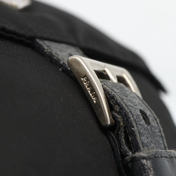 PRADA Shoulder Bag Nylon Black Silver Auth 165117