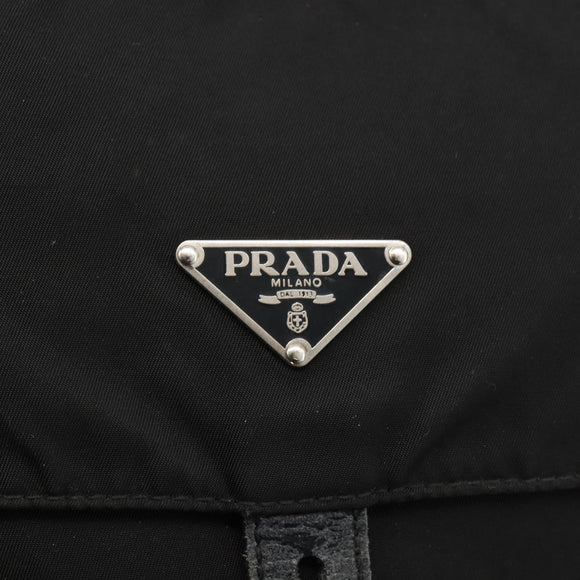 PRADA Shoulder Bag Nylon Black Silver Auth 165117