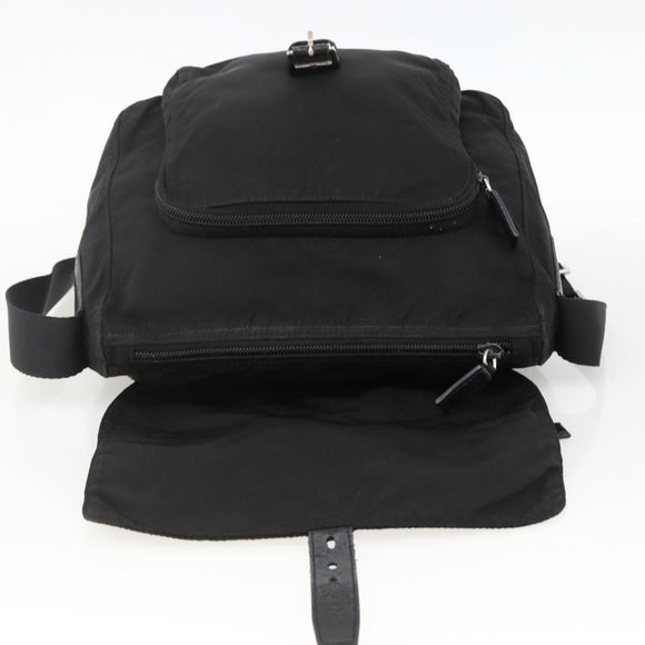 PRADA Shoulder Bag Nylon Black Silver Auth 165117