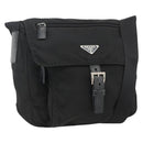 PRADA Shoulder Bag Nylon Black Silver Auth 165117-1