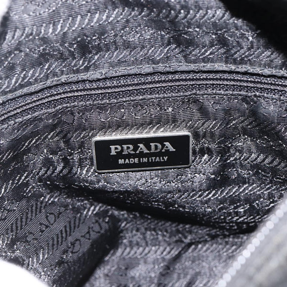 PRADA Shoulder Bag Nylon Black Silver Auth 165117