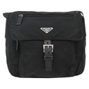 PRADA Shoulder Bag Nylon Black Silver Auth 165117-13