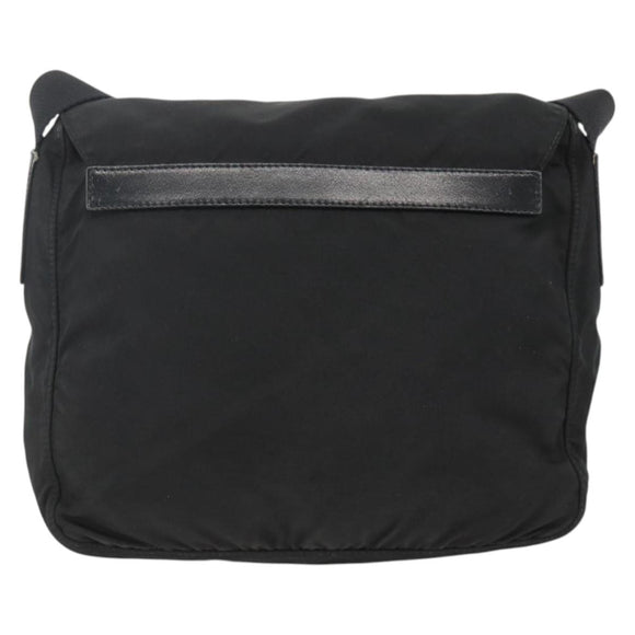 PRADA Shoulder Bag Nylon Black Silver Auth 165117