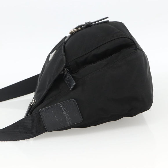 PRADA Shoulder Bag Nylon Black Silver Auth 165117