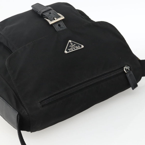 PRADA Shoulder Bag Nylon Black Silver Auth 165117
