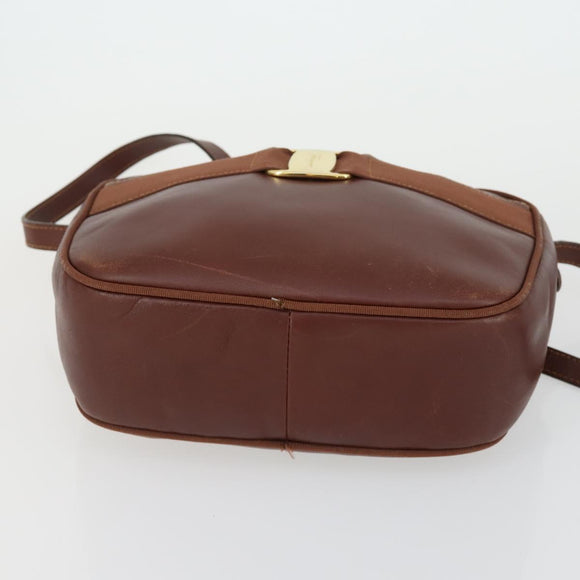 Salvatore Ferragamo Shoulder Bag Leather 3 Set Brown Black Auth 165121