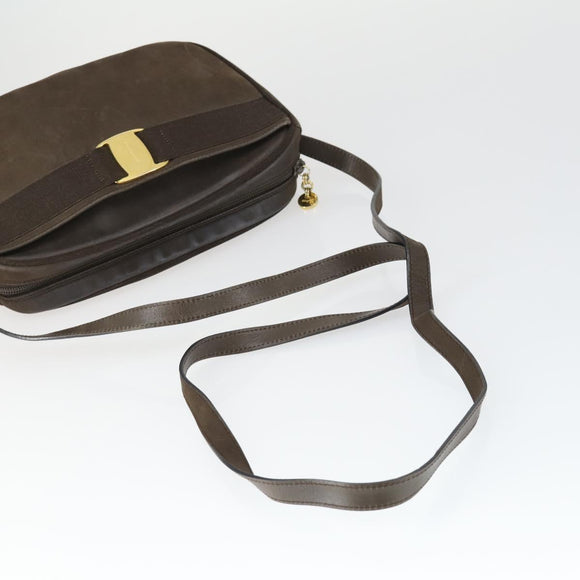 Salvatore Ferragamo Shoulder Bag Leather 3 Set Brown Black Auth 165121