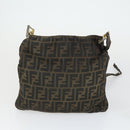 FENDI Pecan Canvas Zucca Canvas Hand Bag Leather 3 Set Brown Black Auth 165122-16