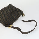 FENDI Pecan Canvas Zucca Canvas Hand Bag Leather 3 Set Brown Black Auth 165122-18