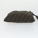 FENDI Pecan Canvas Zucca Canvas Hand Bag Leather 3 Set Brown Black Auth 165122-20