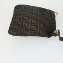 FENDI Pecan Canvas Zucca Canvas Hand Bag Leather 3 Set Brown Black Auth 165122-21