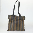 FENDI Pecan Canvas Zucca Canvas Hand Bag Leather 3 Set Brown Black Auth 165122-3