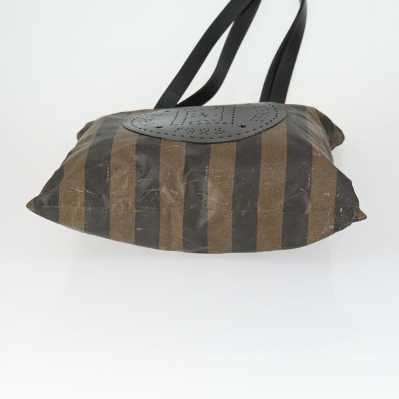 FENDI Pecan Canvas Zucca Canvas Hand Bag Leather 3 Set Brown Black Auth 165122