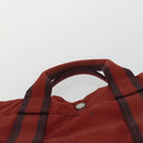 HERMES Fourre Tout Hand Bag Canvas 3 Set Gray Black Red Auth 165128-13