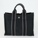 HERMES Fourre Tout Hand Bag Canvas 3 Set Gray Black Red Auth 165128-16
