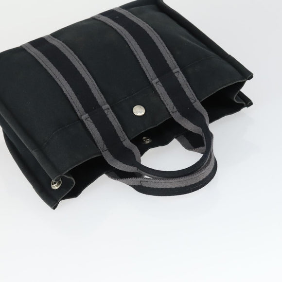 HERMES Fourre Tout Hand Bag Canvas 3 Set Gray Black Red Auth 165128