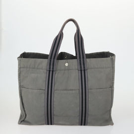 HERMES Fourre Tout Hand Bag Canvas 3 Set Gray Black Red Auth 165128 - 0