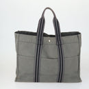 HERMES Fourre Tout Hand Bag Canvas 3 Set Gray Black Red Auth 165128-3