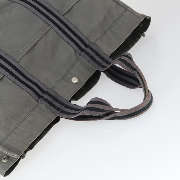 HERMES Fourre Tout Hand Bag Canvas 3 Set Gray Black Red Auth 165128