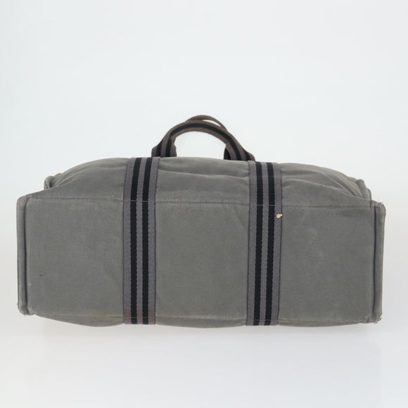HERMES Fourre Tout Hand Bag Canvas 3 Set Gray Black Red Auth 165128
