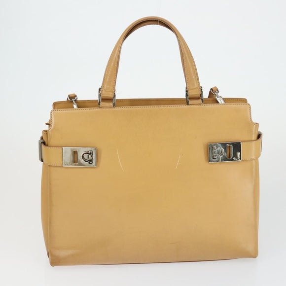 Salvatore Ferragamo Bag leather Patent 4 Set Black Beige white Auth 165131