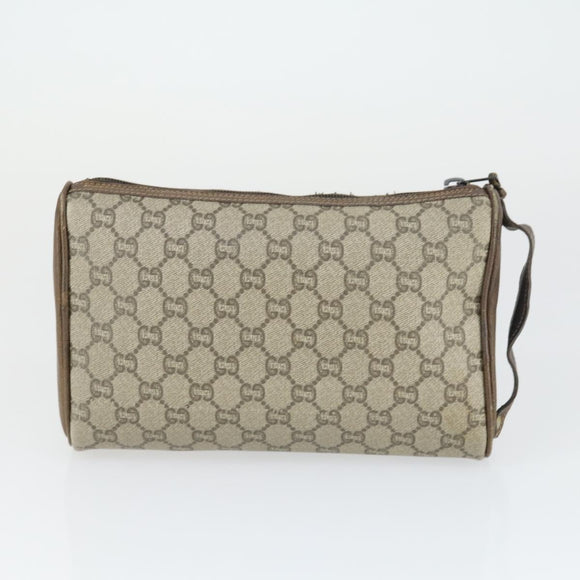 GUCCI GG Plus Supreme Clutch Bag PVC Leather 2 Set Beige Auth 165135