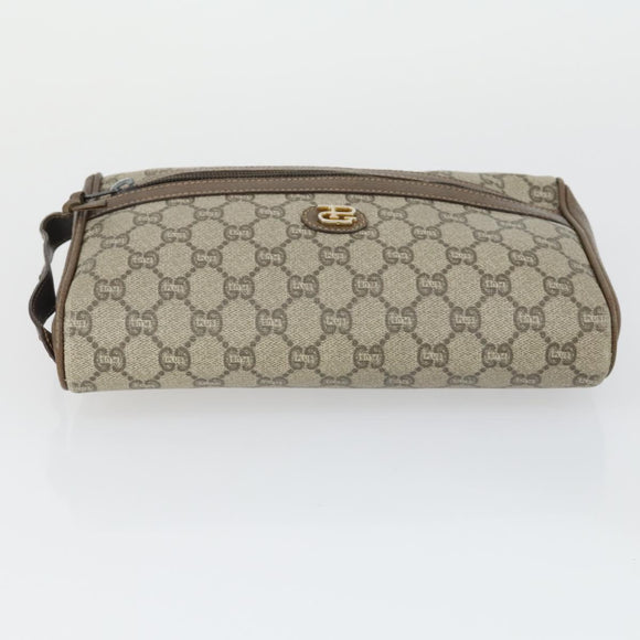 GUCCI GG Plus Supreme Clutch Bag PVC Leather 2 Set Beige Auth 165135