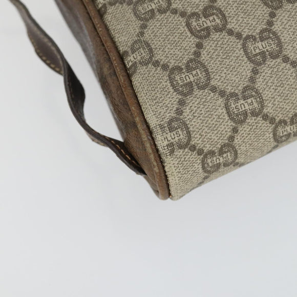 GUCCI GG Plus Supreme Clutch Bag PVC Leather 2 Set Beige Auth 165135