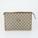 GUCCI GG Plus Supreme Clutch Bag PVC Leather 2 Set Beige Auth 165135-2